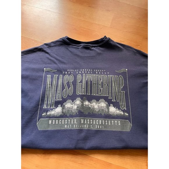 HARLEY DAVIDSON VINTAGE HARLEY'S OWNER GROUP 2001 T SHIRT SIZE XL NAVY BOSTON - Picture 2 of 7